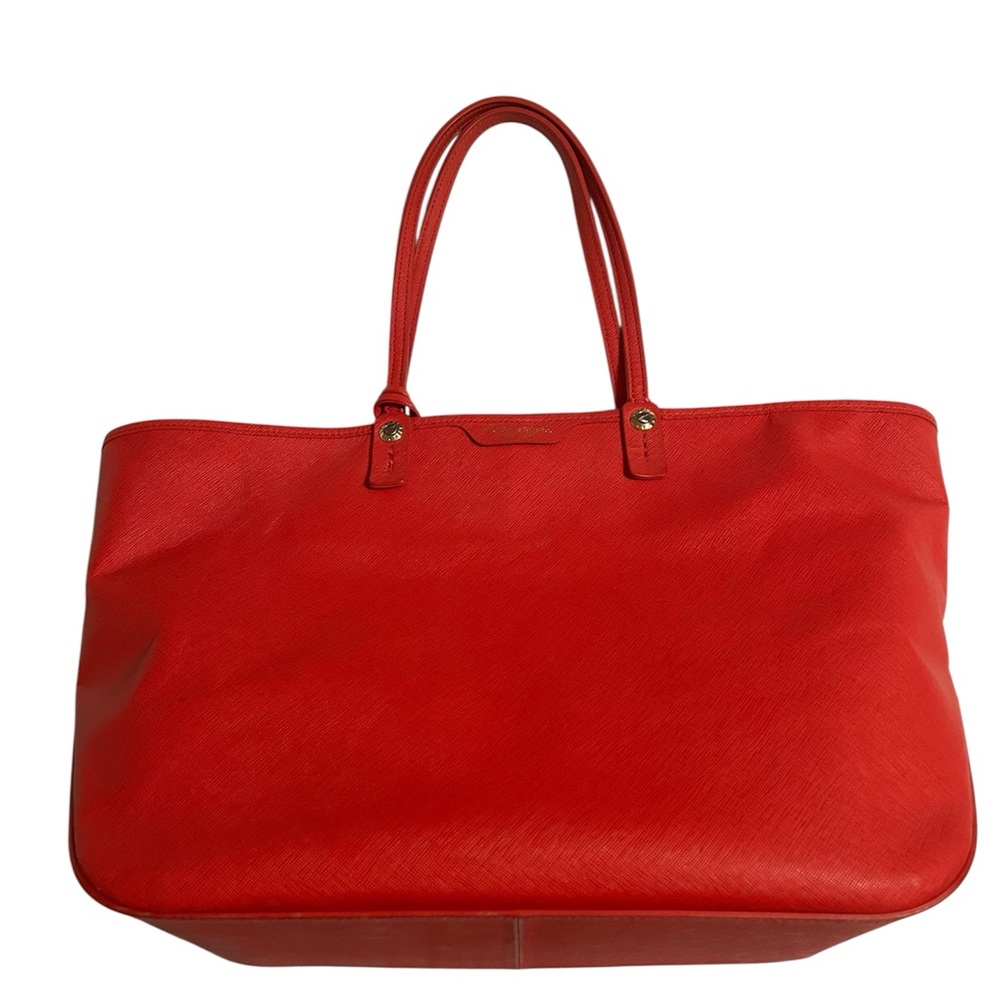 Henri Bendel Vintage Y2K Orange Large Leather Shoulder Tote Handbag Purse